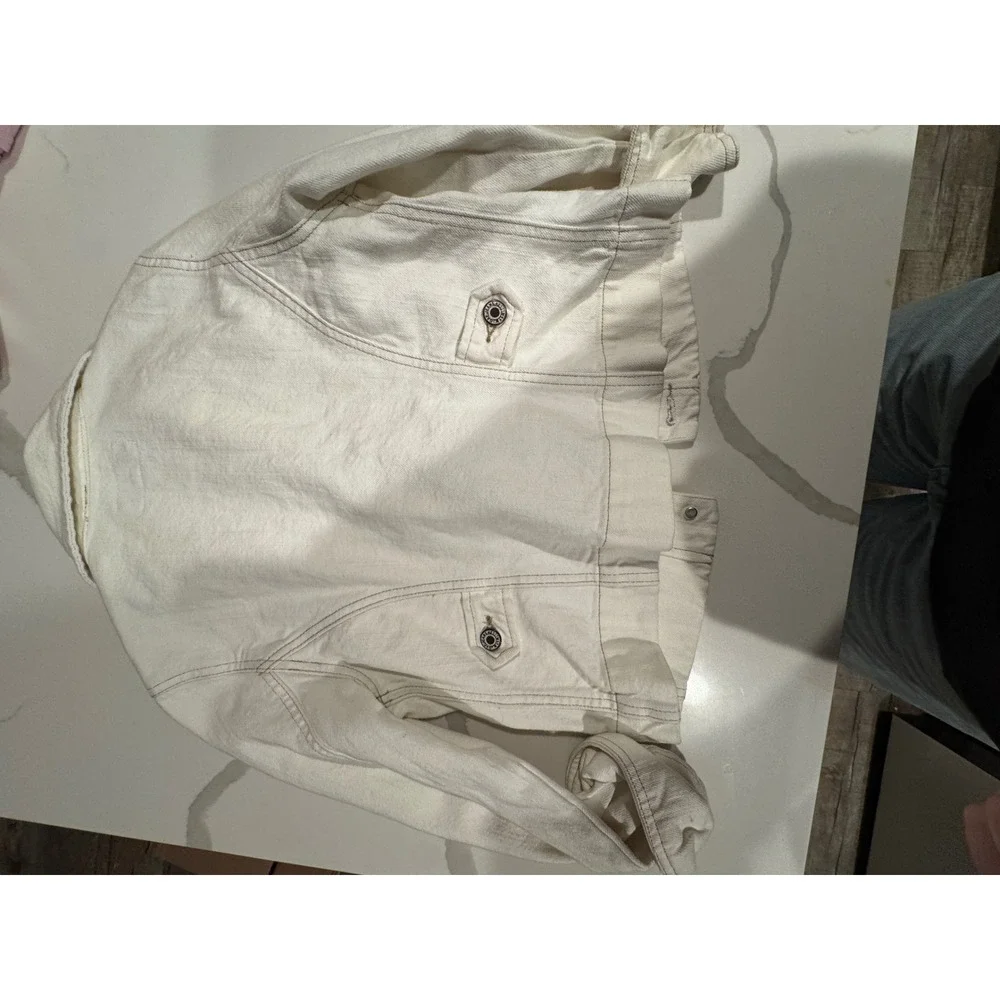 Gap Kids‎ Girls Denim Jacket Off White Cream Button Up Trucker Coat Size L